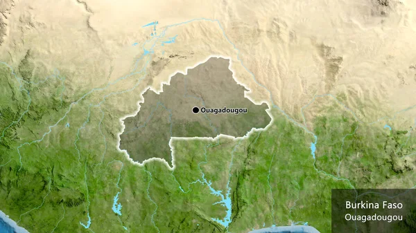 Γκρο Πλαν Της Παραμεθόριας Περιοχής Μπουρκίνα Φάσο Σκούρα Επικάλυψη Δορυφορικό — Φωτογραφία Αρχείου