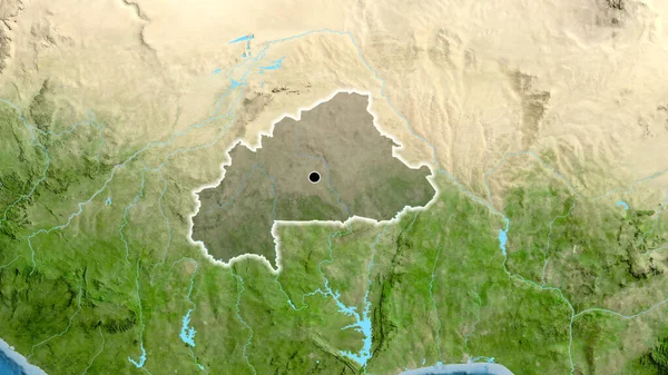 Nahaufnahme Des Grenzgebiets Burkina Faso Hervorgehoben Durch Eine Dunkle Überlagerung — Stockfoto