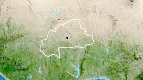 Burkina Faso Sınır Bölgesinin Uydu Haritası Üzerinde Yakın Çekim Ana — Stok fotoğraf