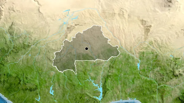 Burkina Faso Sınır Bölgesinin Uydu Haritasında Koyu Bir Örtüyle Işaretlenmiş — Stok fotoğraf