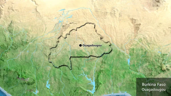Gros Plan Frontière Burkinabé Sur Une Carte Satellite Point Capital — Photo