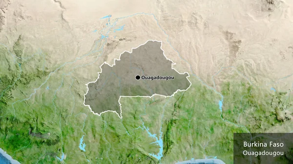 Nahaufnahme Des Grenzgebiets Burkina Faso Hervorgehoben Durch Eine Dunkle Überlagerung — Stockfoto