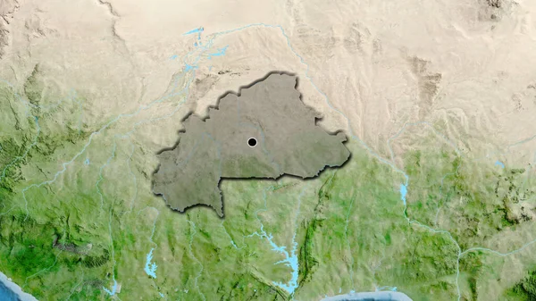 Close Burkina Faso Border Area Highlighting Dark Overlay Satellite Map — Stock Photo, Image