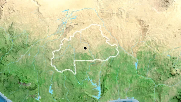 Detailní Záběr Pohraniční Oblasti Burkina Faso Satelitní Mapě Fakt Záře — Stock fotografie