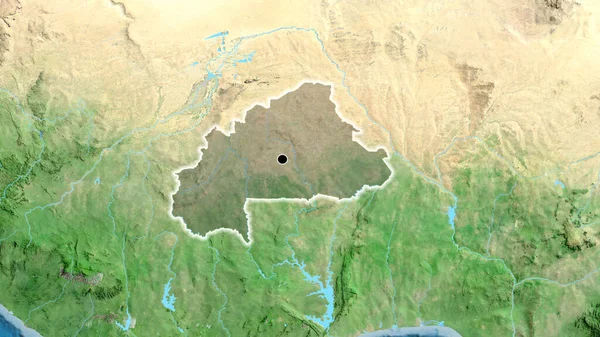 Burkina Faso Sınır Bölgesinin Uydu Haritasında Koyu Bir Örtüyle Işaretlenmiş — Stok fotoğraf