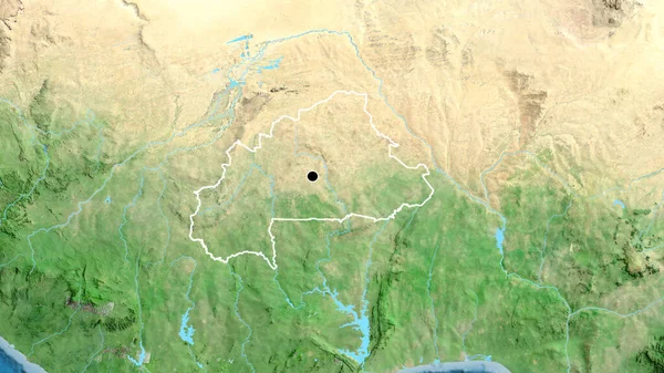 在卫星地图上对布基纳法索边境地区进行了近距离调查 资本点 国家形貌概述 — 图库照片