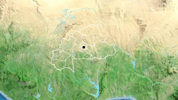 Närbild Gränsområdet Burkina Faso Och Dess Regionala Gränser Satellitkarta Huvudpunkt — Stockfoto
