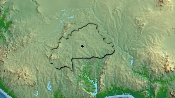 Κοντινό Πλάνο Της Παραμεθόριας Περιοχής Μπουρκίνα Φάσο Φυσικό Χάρτη Σημάδι — Φωτογραφία Αρχείου