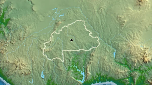 Close Zona Fronteiriça Burquina Faso Num Mapa Físico Ponto Capital — Fotografia de Stock