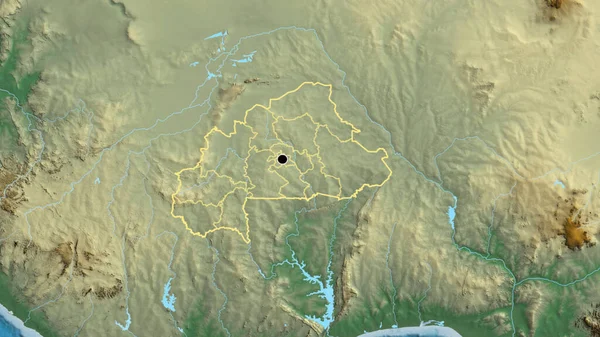 Detailní Záběr Pohraniční Oblasti Burkina Faso Jejích Regionálních Hranic Reliéfní — Stock fotografie
