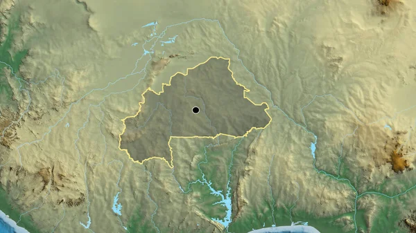 布基纳法索边境地区的特写镜头突出显示了一张解像图上的黑暗阴影 资本点 国家形貌概述 — 图库照片