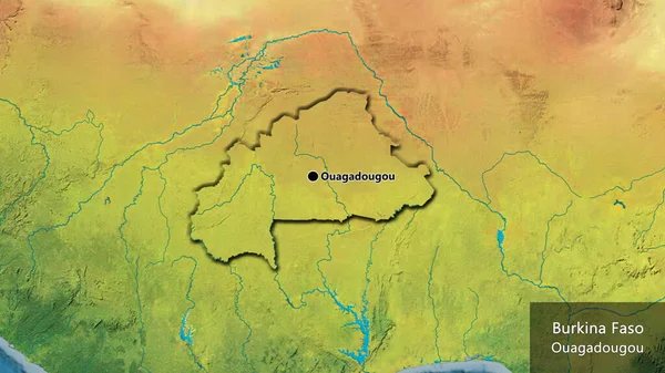 Närbild Burkina Fasos Gränsområde Topografisk Karta Huvudpunkt Skalade Kanter Landet — Stockfoto