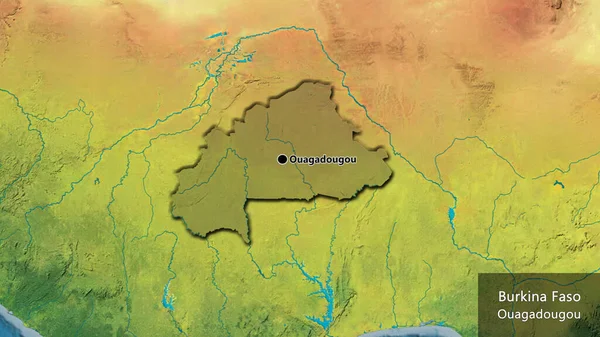 Close Burkina Faso Border Area Highlighting Dark Overlay Topographic Map — Stock Photo, Image