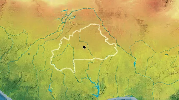 Close Burkina Faso Border Area Topographic Map Capital Point Glow — Stock Photo, Image