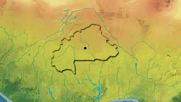 Close Burkina Faso Border Area Topographic Map Capital Point Bevelled — Stock Photo, Image
