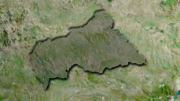 Detailní Záběr Pohraniční Oblasti Středoafrické Republiky Zvýrazňující Tmavé Překrytí Satelitní — Stock fotografie