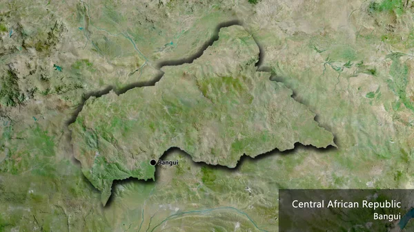 Gros Plan Frontière Centrafricaine Sur Une Carte Satellite Point Capital — Photo