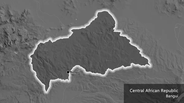 Крупный План Пограничной Зоны Центральноафриканской Республики Выделяющийся Тёмным Наложением Двустворчатую — стоковое фото