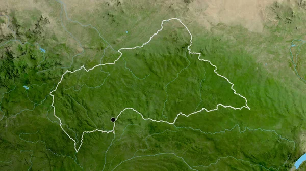 Крупним Планом Прикордонна Зона Центральноафриканської Республіки Супутниковій Карті Столична Точка — стокове фото