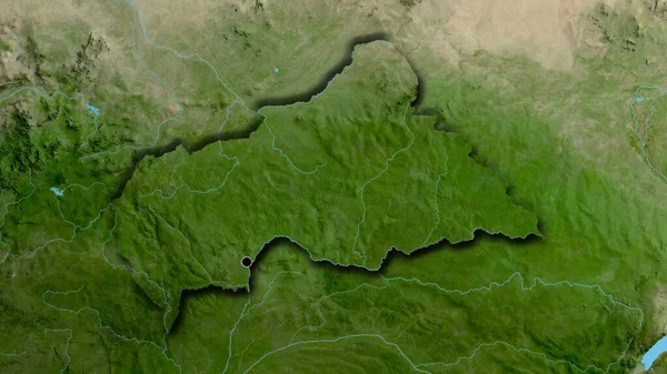 Zbliżenie Strefy Przygranicznej Republiki Środkowoafrykańskiej Zdjęciu Satelitarnym Yahoo Główny Punkt — Zdjęcie stockowe