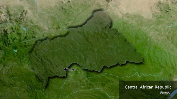 Közép Afrikai Köztársaság Határterületének Közelsége Amely Egy Műholdas Térképen Sötét — Stock Fotó