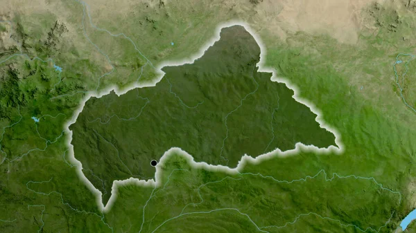 Närbild Gränsområdet Mellan Centralafrikanska Republiken Med Ett Mörkt Överdrag Satellitkarta — Stockfoto