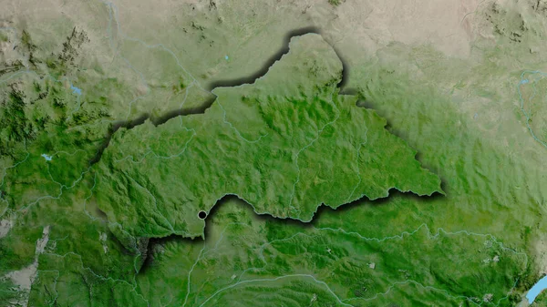Primer Plano Zona Fronteriza República Centroafricana Mapa Satelital Punto Capital —  Fotos de Stock