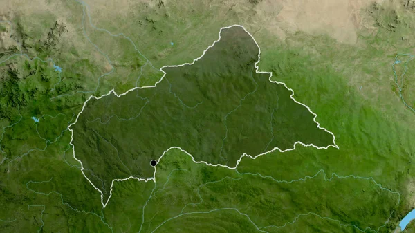 Orta Afrika Cumhuriyeti Sınır Bölgesinin Uydu Haritasında Koyu Bir Örtüyle — Stok fotoğraf