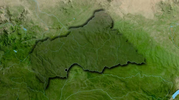 Orta Afrika Cumhuriyeti Sınır Bölgesinin Uydu Haritasında Koyu Bir Örtüyle — Stok fotoğraf