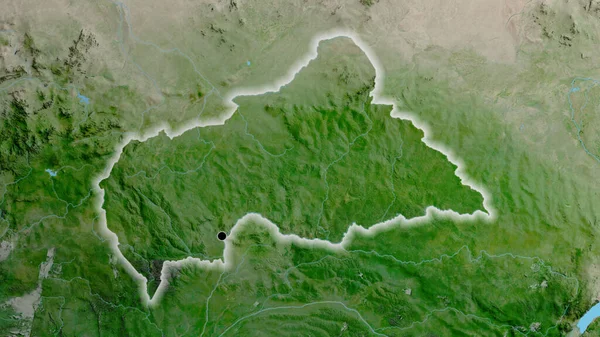 Detailní Záběr Pohraniční Oblasti Středoafrické Republiky Satelitní Mapě Fakt Záře — Stock fotografie