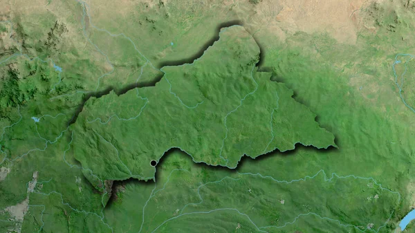 Primer Plano Zona Fronteriza República Centroafricana Mapa Satelital Punto Capital — Foto de Stock
