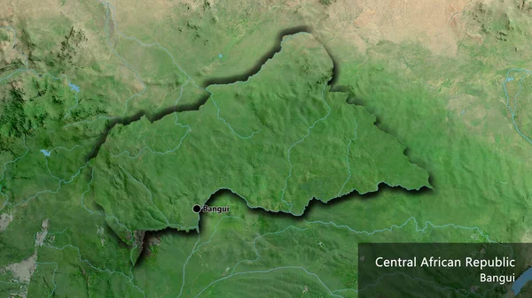 Gros Plan Frontière Centrafricaine Sur Une Carte Satellite Point Capital — Photo