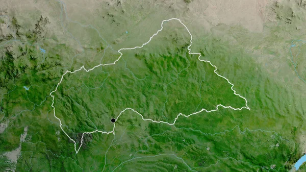 Detailní Záběr Pohraniční Oblasti Středoafrické Republiky Satelitní Mapě Fakt Obrys — Stock fotografie
