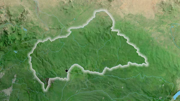 Närbild Gränsområdet Mellan Centralafrikanska Republiken Satellitkarta Huvudpunkt Glow Runt Landet — Stockfoto