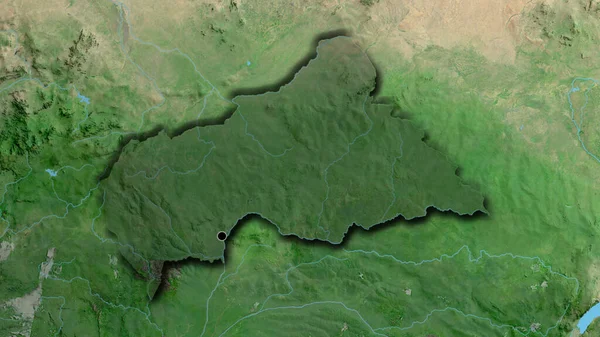 Крупный План Приграничной Зоны Центральноафриканской Республики Темным Наложением Спутниковую Карту — стоковое фото