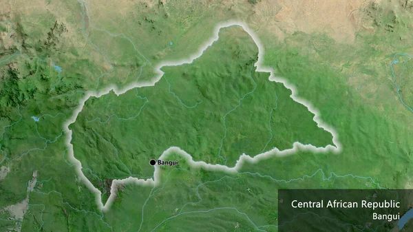 Närbild Gränsområdet Mellan Centralafrikanska Republiken Satellitkarta Huvudpunkt Glow Runt Landet — Stockfoto