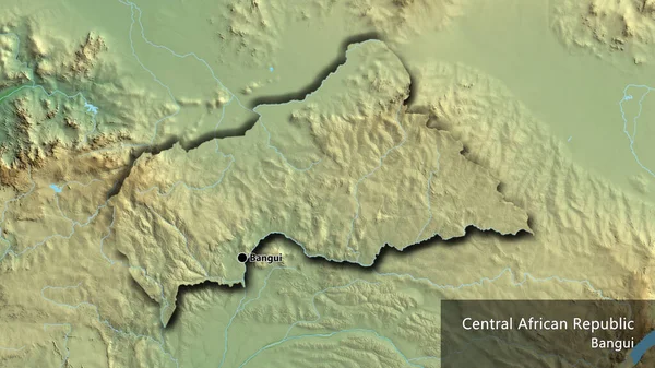 Close Zona Fronteiriça República Centro Africana Num Mapa Físico Ponto — Fotografia de Stock