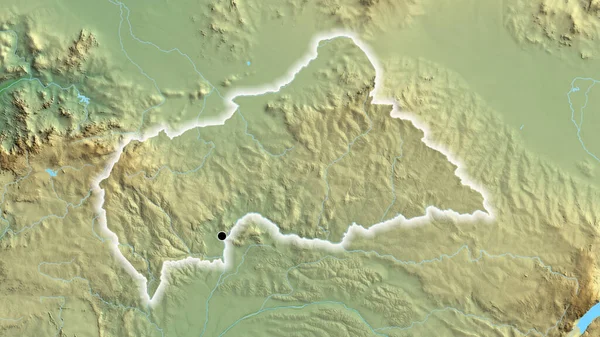 Zbliżenie Strefy Przygranicznej Republiki Środkowoafrykańskiej Fizycznej Mapie Główny Punkt Blask — Zdjęcie stockowe