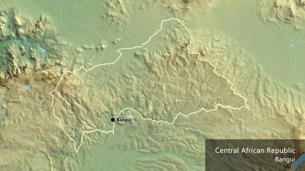 Primer Plano Zona Fronteriza República Centroafricana Mapa Físico Punto Capital — Foto de Stock