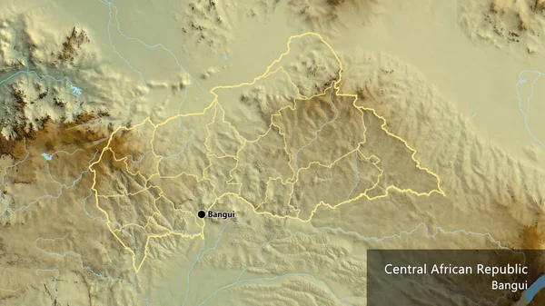 중앙아프리카 공화국 국경을 지도에 것이다 국가의 모양을 중심으로 나라의 — 스톡 사진