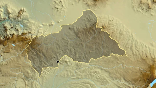중앙아프리카 공화국 지역의 촬영은 지도에 오버레이로 조명되고 나라의 모양을 둘러싸고 — 스톡 사진