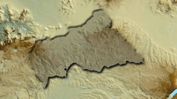 Крупный План Приграничной Зоны Центральноафриканской Республики Темным Наложением Рельефную Карту — стоковое фото