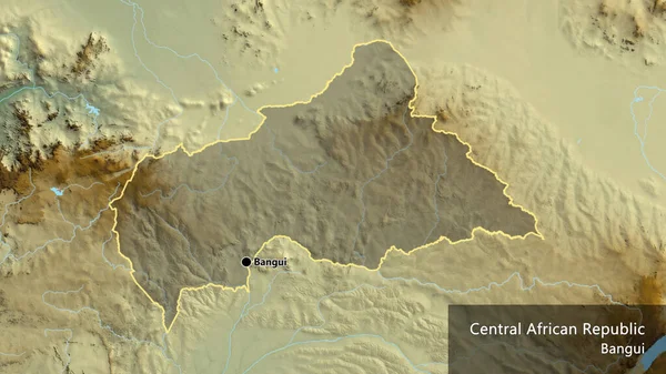 Zbliżenie Strefy Przygranicznej Republiki Środkowoafrykańskiej Ciemną Powłoką Mapie Pomocy Główny — Zdjęcie stockowe
