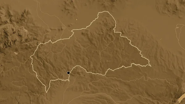Närbild Gränsområdet Mellan Centralafrikanska Republiken Karta Över Sepiahöjder Huvudpunkt Skissera — Stockfoto