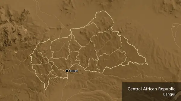 아프리카 공화국 국경을 세피아 Sepia 지도에 가깝게 것이다 국가의 모양을 — 스톡 사진
