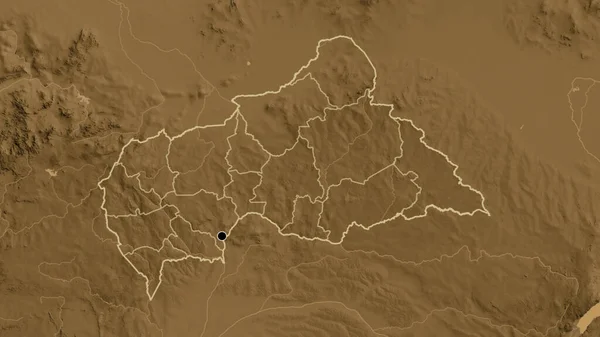 Närbild Gränsområdet Mellan Centralafrikanska Republiken Och Dess Regionala Gränser Karta — Stockfoto