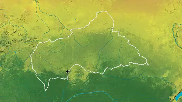 Detailní Záběr Pohraniční Oblasti Středoafrické Republiky Topografické Mapě Fakt Obrys — Stock fotografie