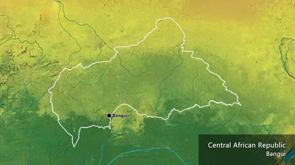 Primer Plano Zona Fronteriza República Centroafricana Mapa Topográfico Punto Capital — Foto de Stock