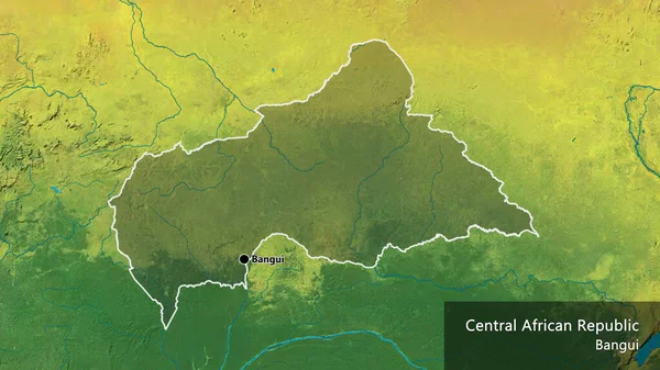 Крупный План Приграничной Зоны Центральноафриканской Республики Темным Наложением Топографическую Карту — стоковое фото