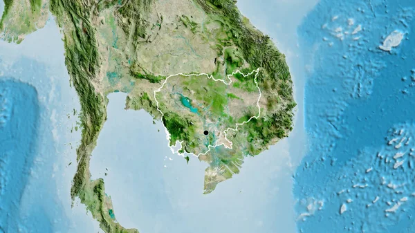 Крупный План Пограничной Зоны Камбоджи Спутниковой Карте Отличный Момент Очертания — стоковое фото